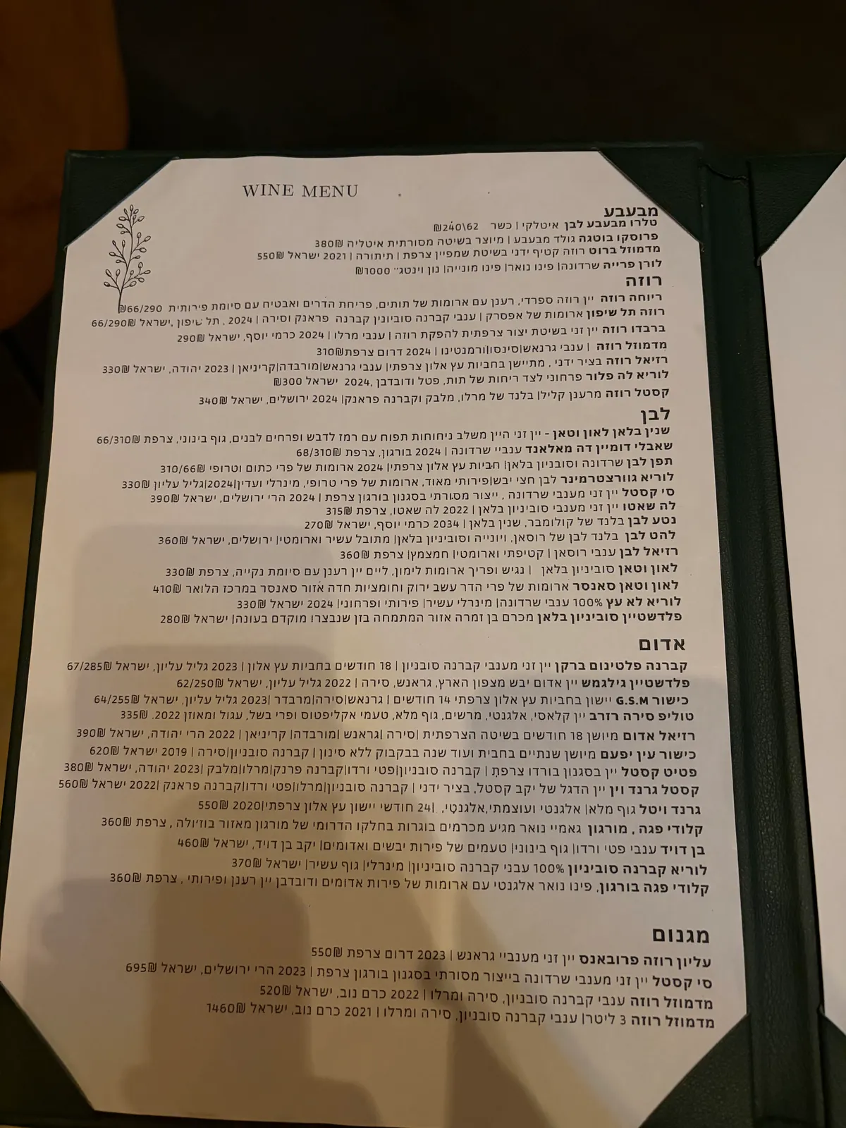Maree Sky Lounge menu, Netanya (page 2)